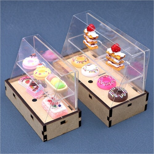 미니어처 우드 아크릴 선반 쇼케이스, 1개 1,100원