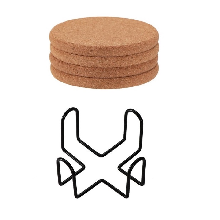 씨오브비 코르크 가정용 라운드 코스터 4p + 철제 프레임 세트, 단일색상, 1세트 13,760원