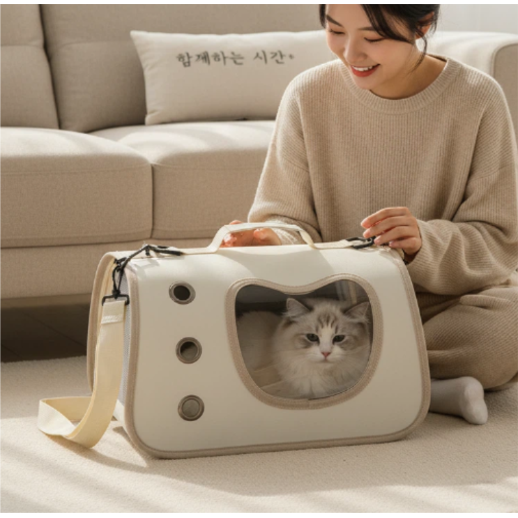 고양이 이동가방 반려동물 슬링백 투명창 통풍 경량 숄더백 26,800원