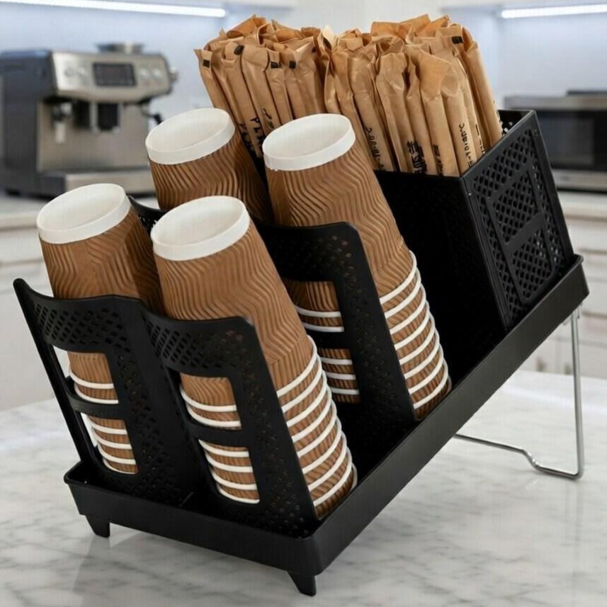 팩토리얼 컵홀더 빨대홀더 스틱 정리대 사무실 탕비실 홈카페 커피 스테이션 컵 디스펜서, 1개, 블랙 25,000원