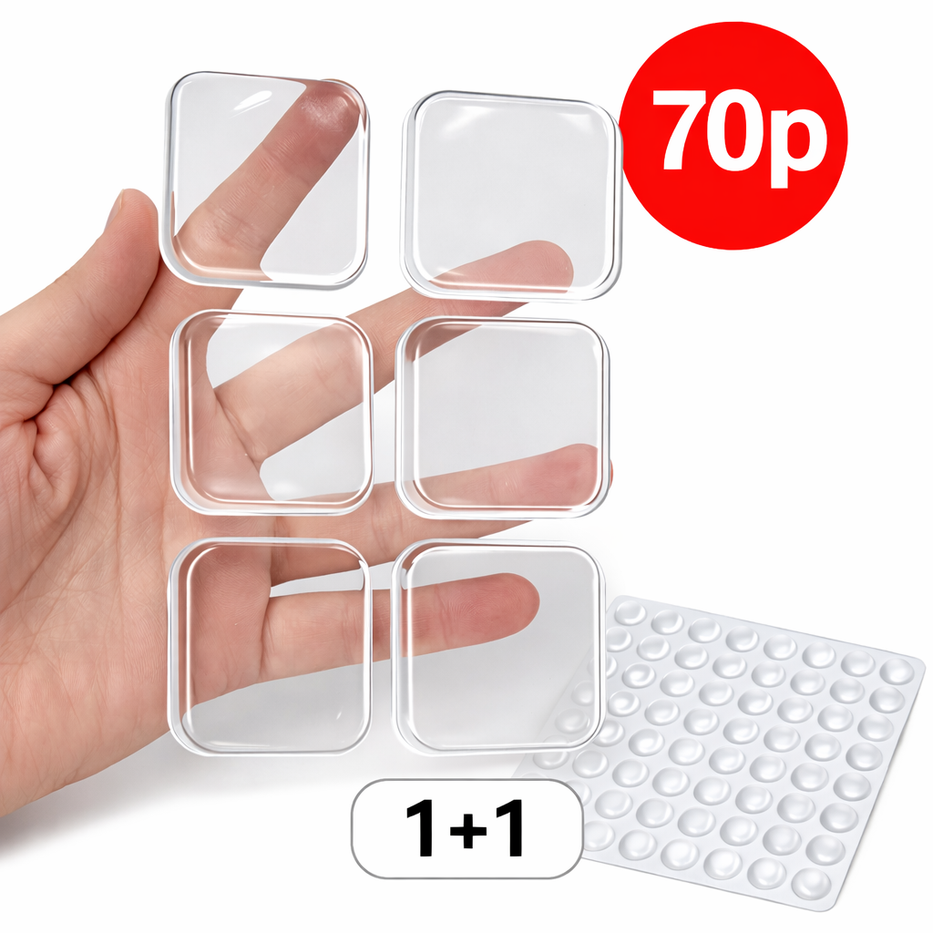 다용도 70개입, 방문 문콕 충격 소음방지 실리콘 패드, 무타공 투명 문쾅 쿠션,사각 원형 1세트 5,450원