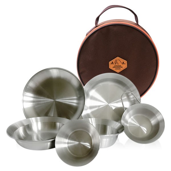 올품락 포스코 STS304 0.4T 올스텐 캠핑식기 6P+가방세트, 단품 45,000원