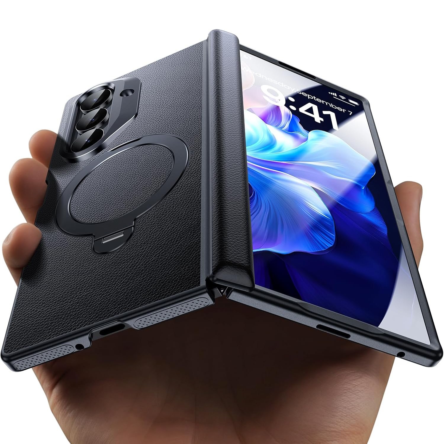 IMCHEN 고급 가죽 삼성 케이스 풀커버 화면 보호 필름 맥세이프 마그네틱 포함 링 스탠드 69,900원