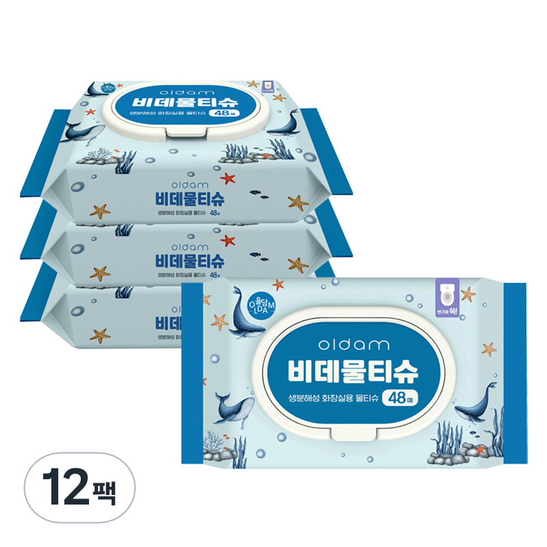 올담 고래 에디션 비데물티슈 캡형, 12개, 48매, 177g 16,000원