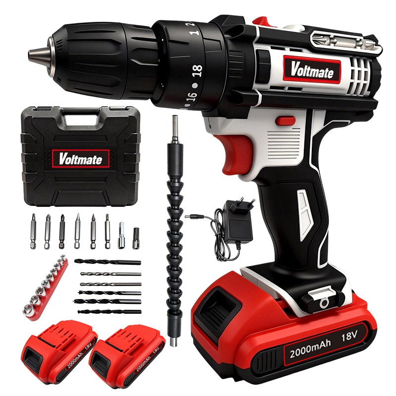 [국내발송] VoltMate 3in1 무선 전동드릴 공구세트 본체+ 2000mAh배터리 2개 30N 빅토크 함마드릴 전동 드라이버 임팩드릴 독일 보쉬 기술, 1세트 95,850원