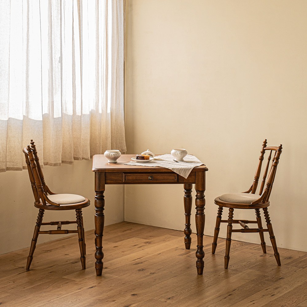 디킨 원목 엔틱 사각 2인용 식탁 테이블 세트 800 479,000원