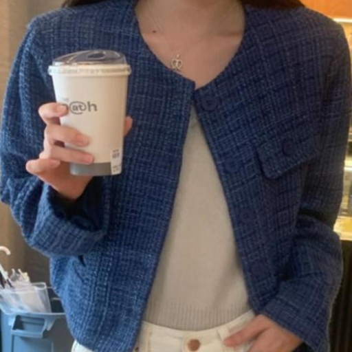 여성 데이트룩 고급 하객룩 노카라 크롭 트위드 자켓_WFK0A3N 170,660원