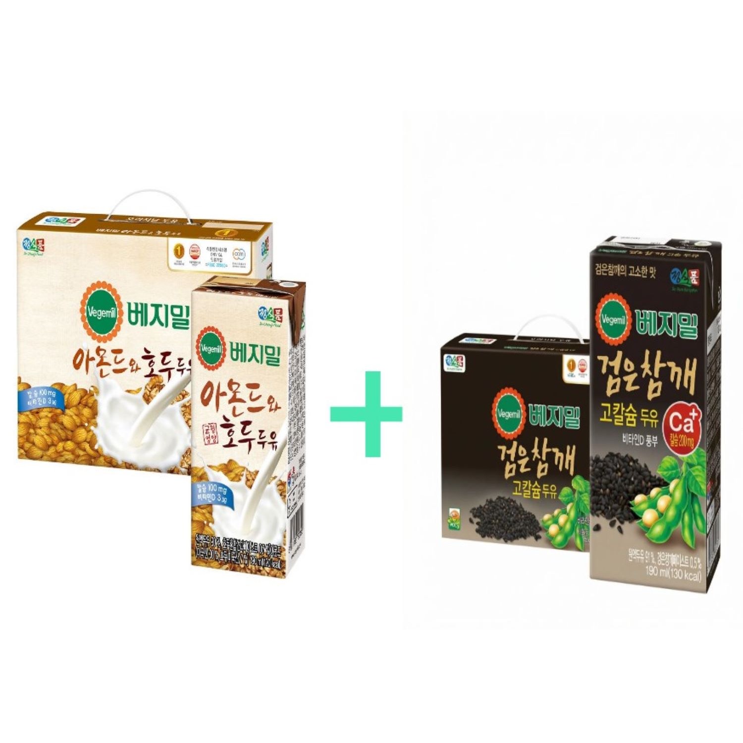 (혼합)베지밀 검은참깨 고칼슘두유 +아몬드와호두 두유, 96개, 190ml 68,500원