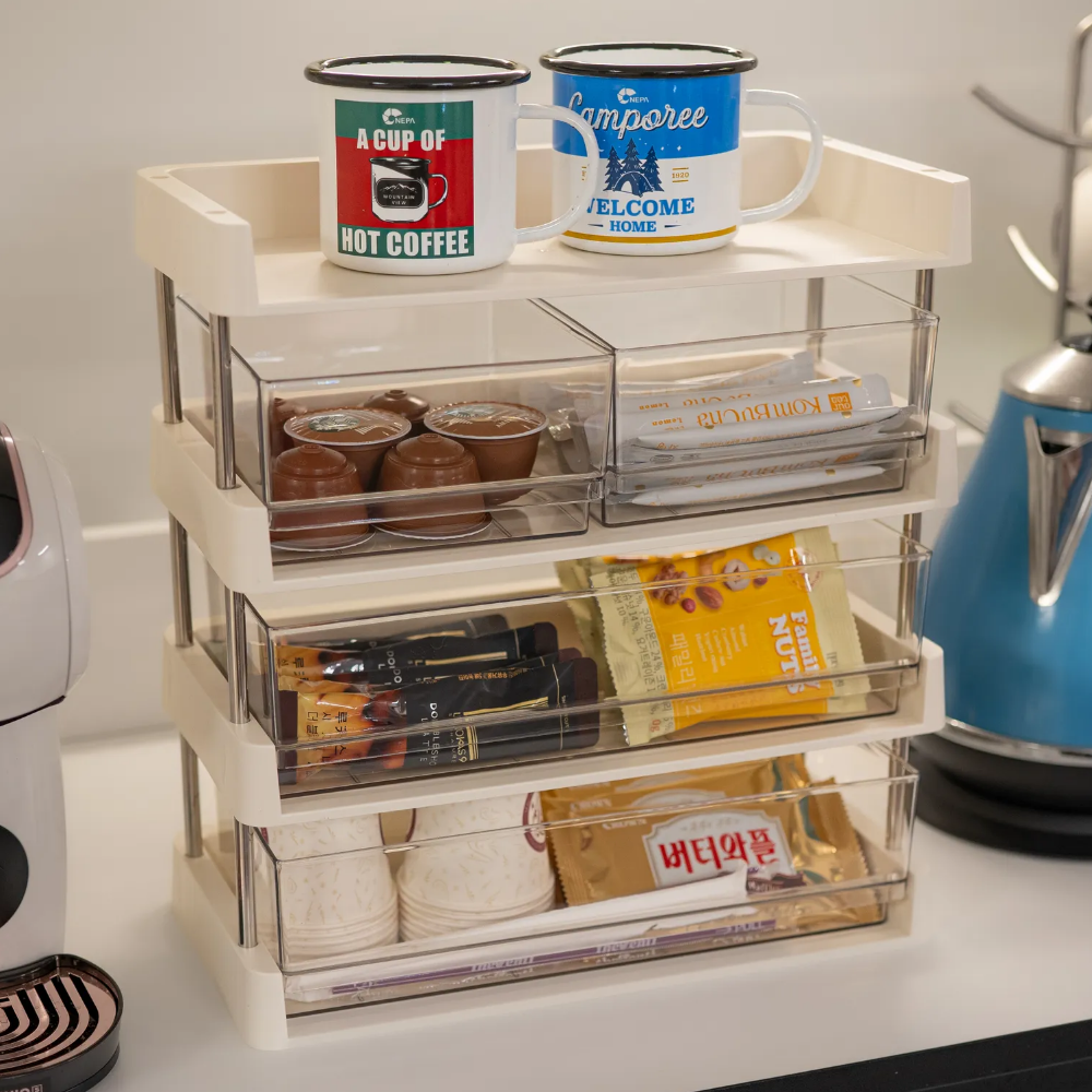 유틸리티룸 탕비실 커피 티백 정리함 보관, 1개, 크림색 36,600원