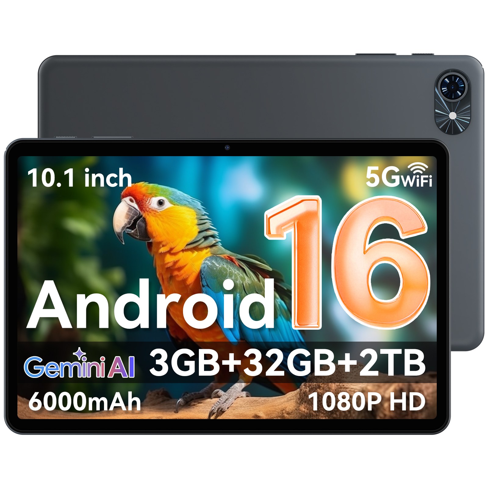 TABWEE 태블릿 3GB+32GB 2TB확장 6000mAh Android16 Gemini 10인치 HD+IPS 디스플레이 Wi-Fi6 듀얼스피커 GMS인증 학습용 테블릿 pc 200,000원