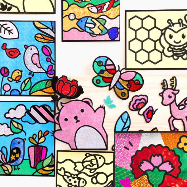 민화 포일아트 모음 - 동물캐릭터 포일아트 5종 / DIY, 숲속새, 1개 700원