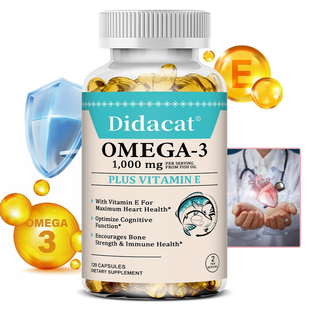 오메가-3 오메가3 캡슐 - 비타민E, DHA, EPA 함유 - 뇌와 신경계 건강, 심혈관 건강, 피부 건강 지원, 1개, 60회분 18,300원