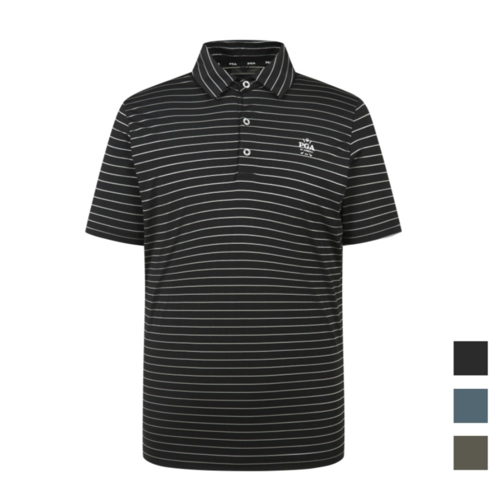 PGA 남성 쿨터치 스트라이프 반팔 카라티셔츠 PGMTS52309 42,000원