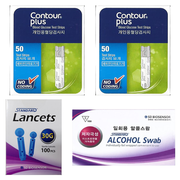 컨투어 BAYER 바이엘 컨투어플러스 혈당시험지 100매+채혈침100개+알콜솜100매 SW 29,500원