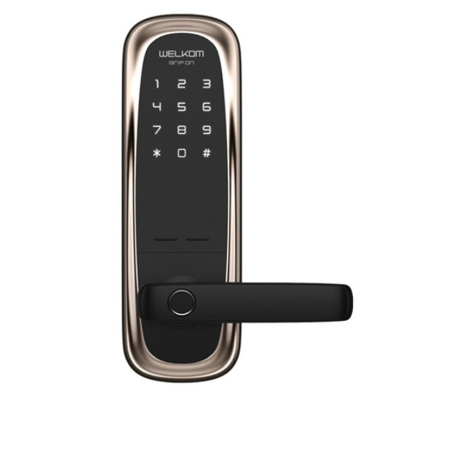 솔리티 웰콤 그립온 지문인식 무타공 손잡이 있음 도어락 WM-650B 208,000원