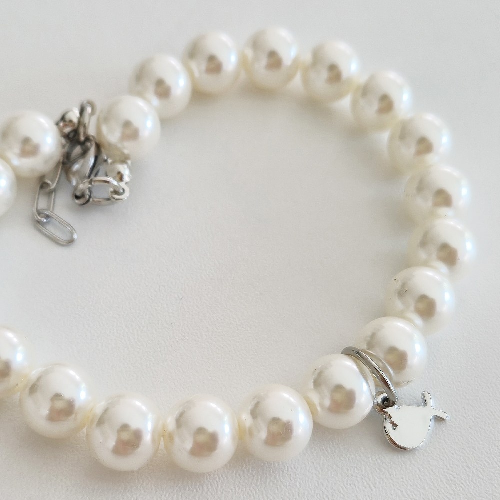 강아지 진주 목걸이 고양이 반려견 비즈 고리 타입, 1개, 실버고래 9,000원