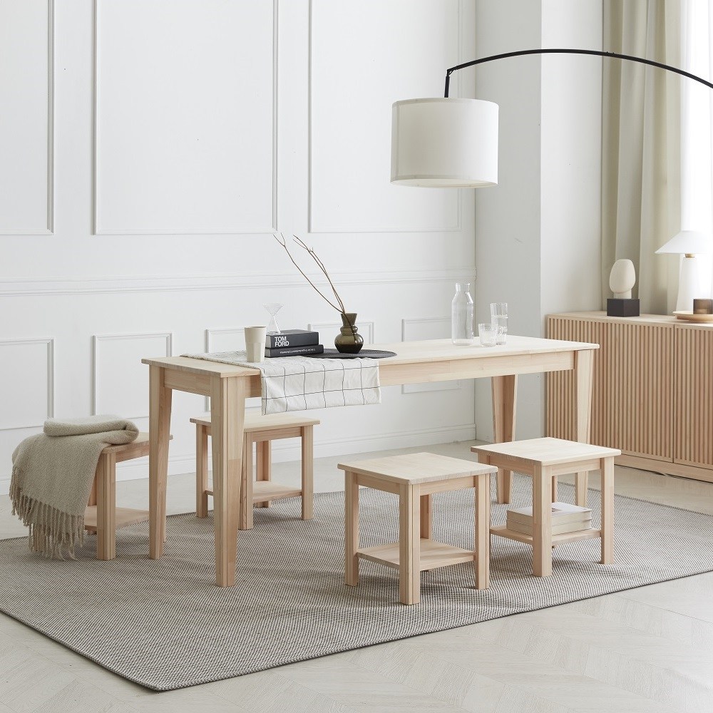 바르숲 보드레 다용도 테이블 1800 편백나무 원목 식탁 협탁 탁자 책상 사이드테이블 회의 베란다 작업, 4인용, 베이지 490,000원