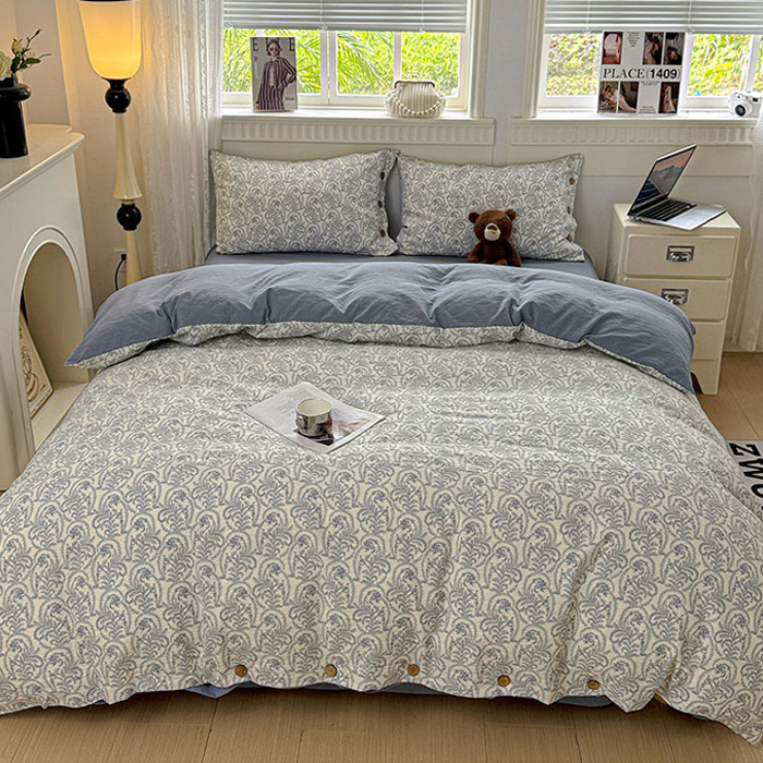 리진 플로아 린넨 이불커버 퀸 (200X230cm), 블루 25,800원