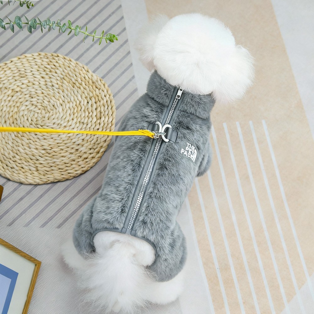 Jeernare 따뜻한 극세사 강아지 겨울옷 집업형 강아지 패딩 산책패딩조끼 중형견 소형견 정전기 방지, 1개, 그레이 11,800원