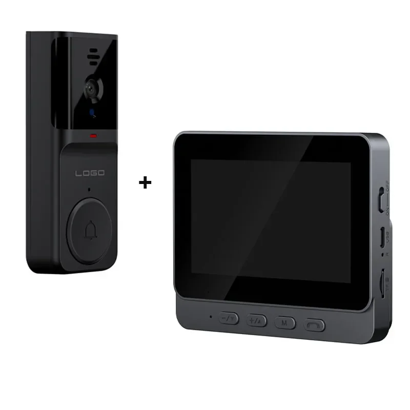 화면이 있는 무선 인터콤 초인종 HD 비디오 스마트 홈 모니터 야간 투시경 양방향 보안 비주얼 카메라 75,500원