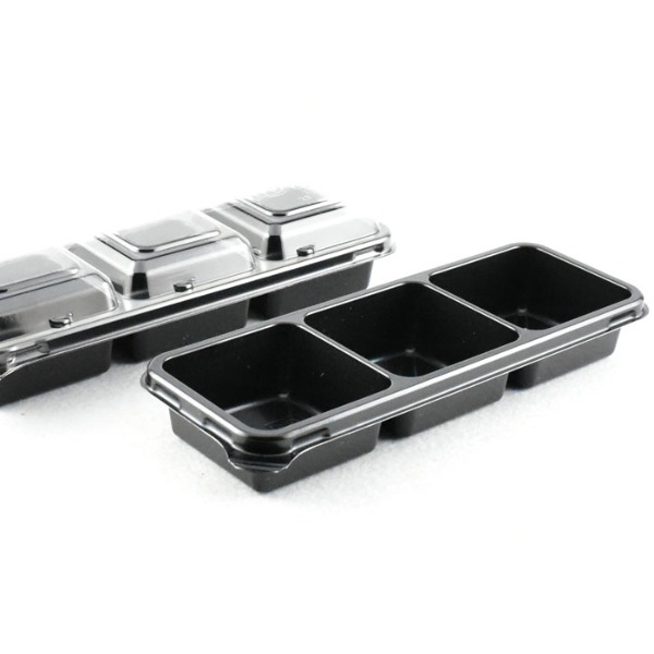 검정3칸포장용기 반찬 3구용기 AJ-3칸직사각 100세트, 현재가 22,100원