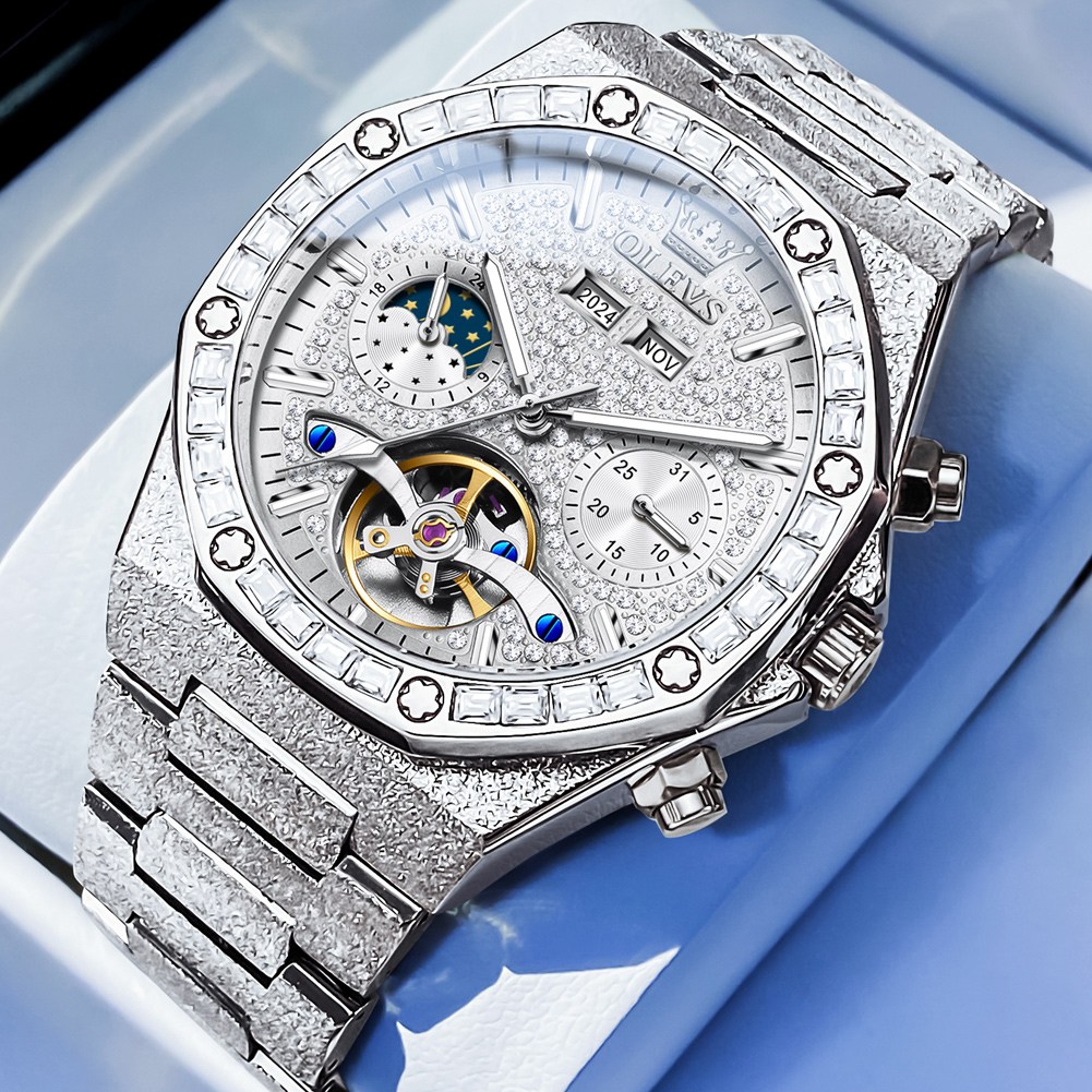 OLEVS 남자손목시계 기계식 오토매틱 정품 패션 다기능 럭셔리 메탈 야광 워터프루프 남자시계 141,300원