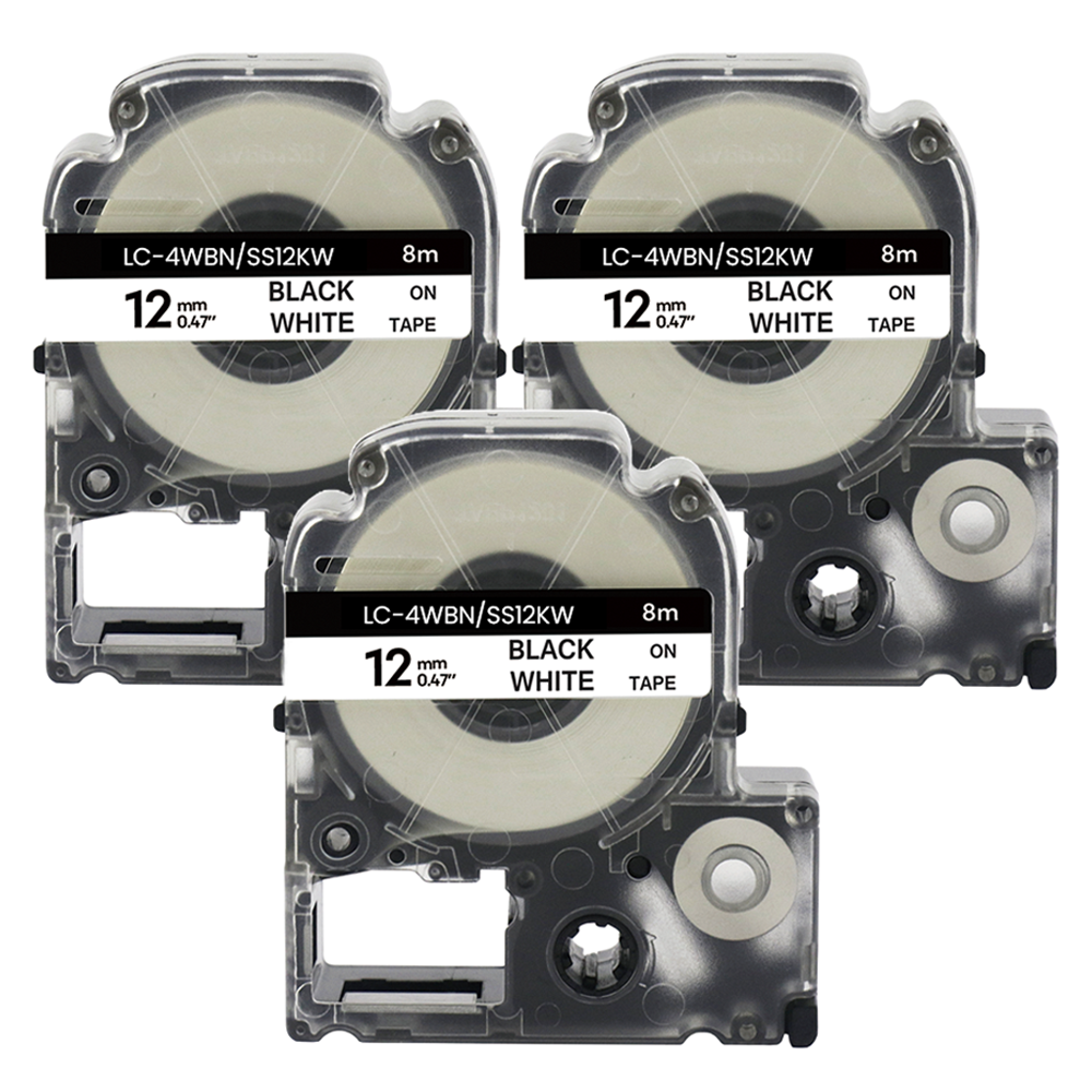 모더너리 라벨테이프 카트리지 12mm 3p, 흰색바탕 + 검정글자, 8m 10,570원