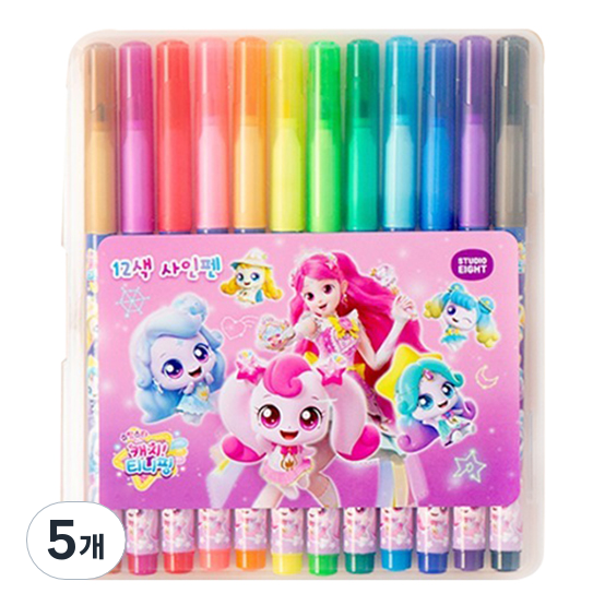 캐치티니핑5 12색 사인펜, 혼합색상, 5개 27,500원