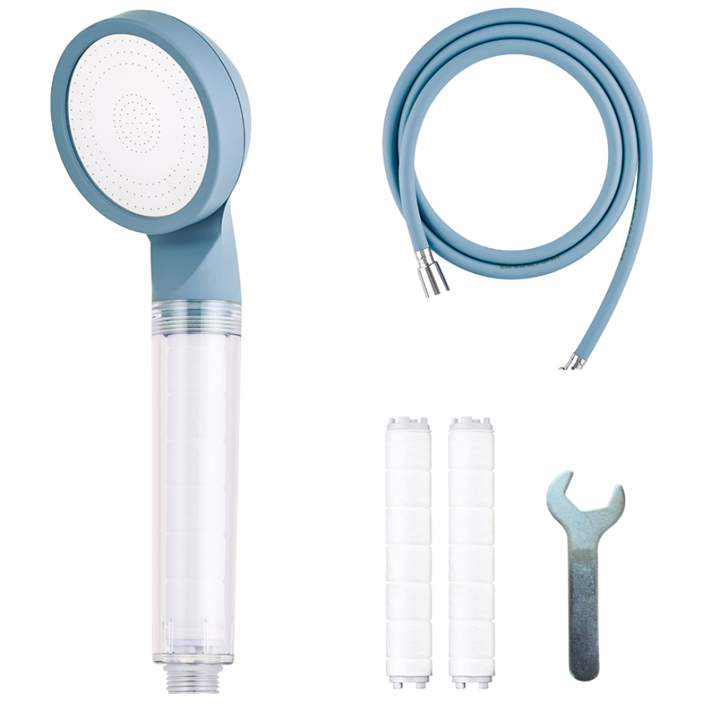 바스럽 국산 파스텔톤 필터 샤워기세트 1.5M [컬러 필터샤워기+PVC 샤워호스+필터 2p+스패너], 블루, 1개 19,900원
