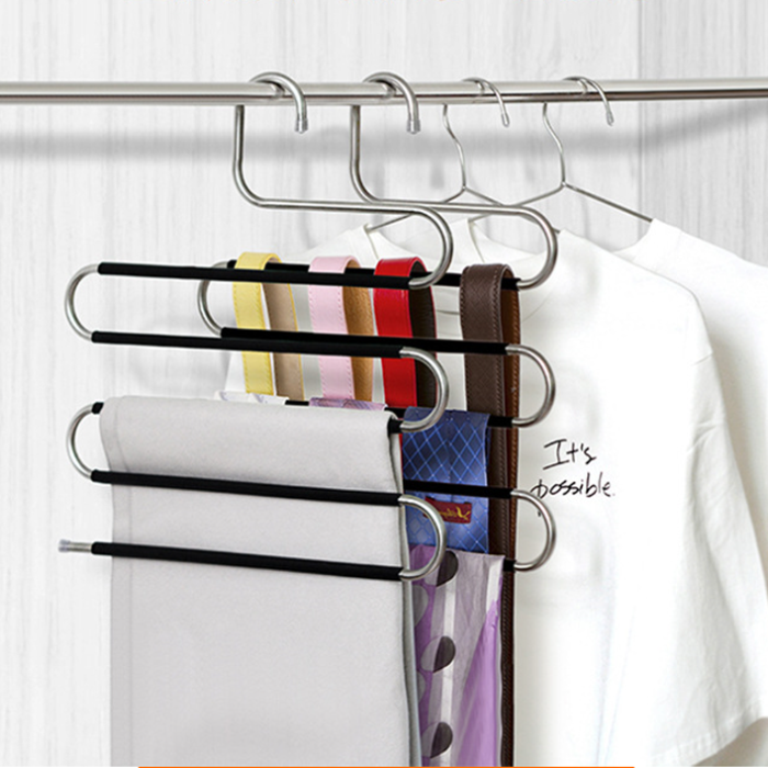 미끄러지지않는 5단 논슬립 바지걸이 옷걸이 (불랙) 13,500원