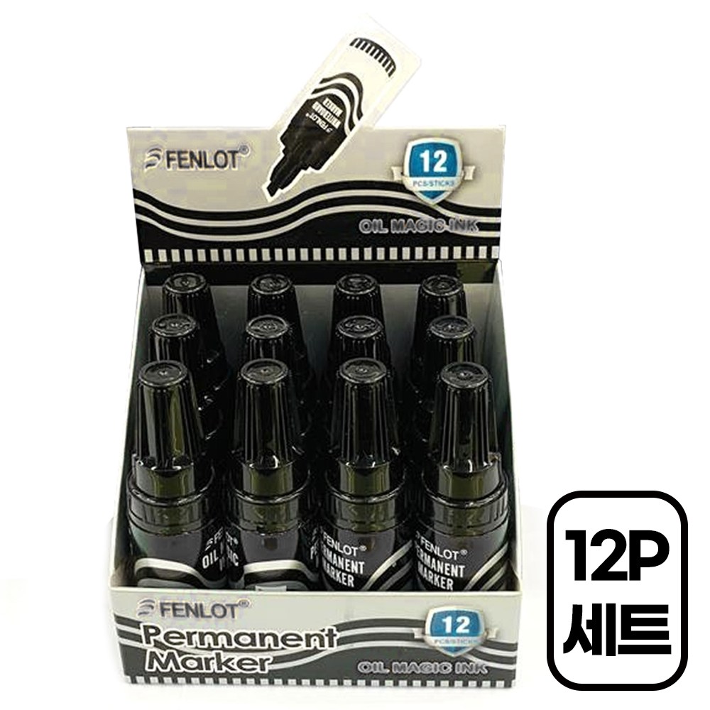 365플레이스 사각닙 유성매직 12p 세트 블랙, 블랙 12p 7,830원