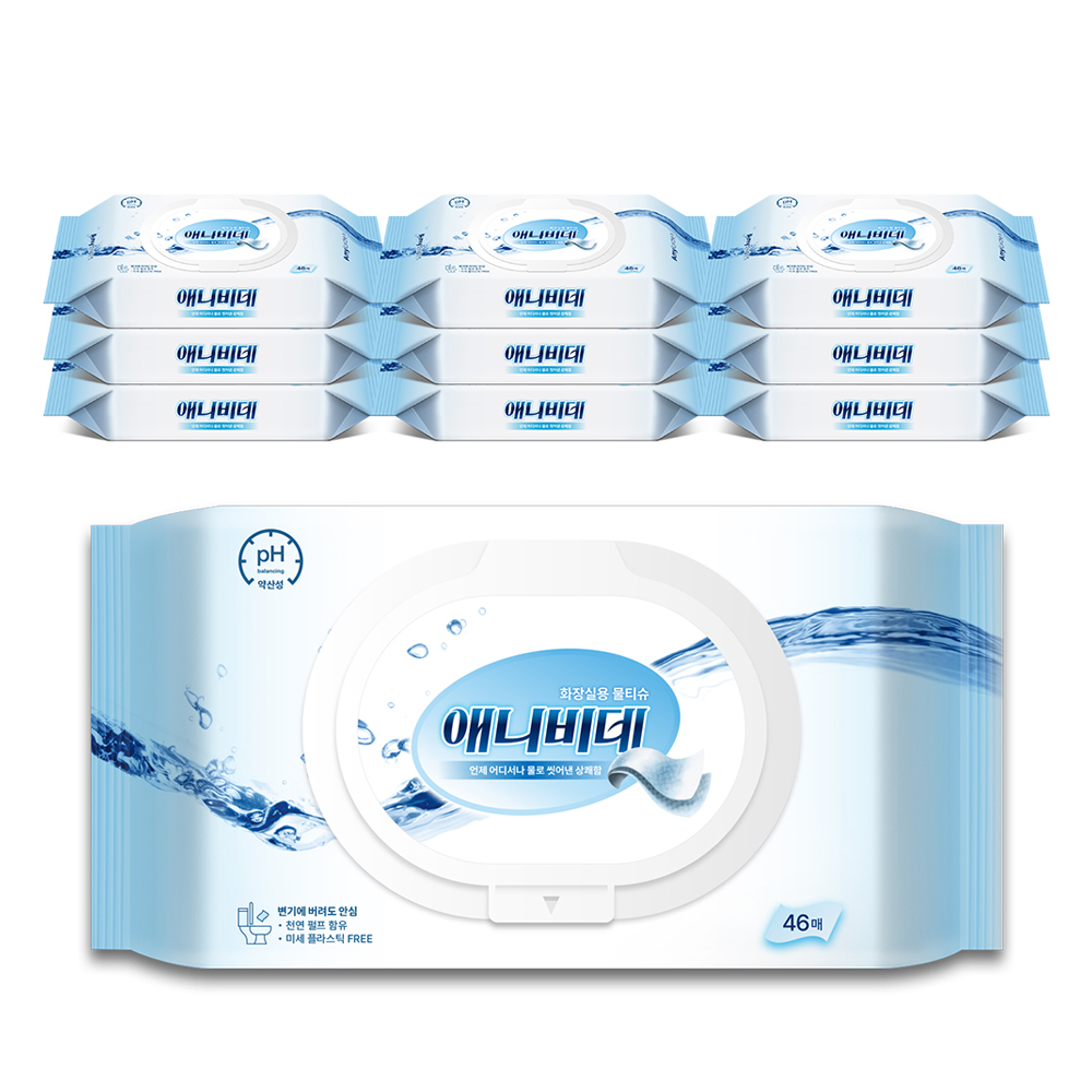 애니비데 화장실용 물티슈 캡형, 46매, 10개, 현재가 16,900원