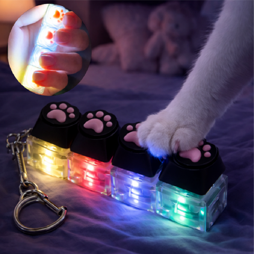 키캡하우스 LED 고양이 발바닥 키보드 키캡 열쇠고리, 블랙, 1개 9,000원
