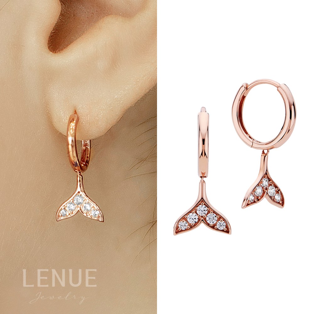레뉴 행운 고래꼬리 원터치 큐빅 귀걸이 / 14K 골드 딸랑이 물고기 여자친구 생일선물 389,000원