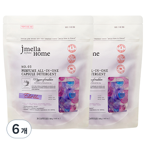 제이멜라 홈 인 프랑스 에끌라 라일락 퍼퓸 올인원 캡슐 세제, 6개, 30개입 54,000원