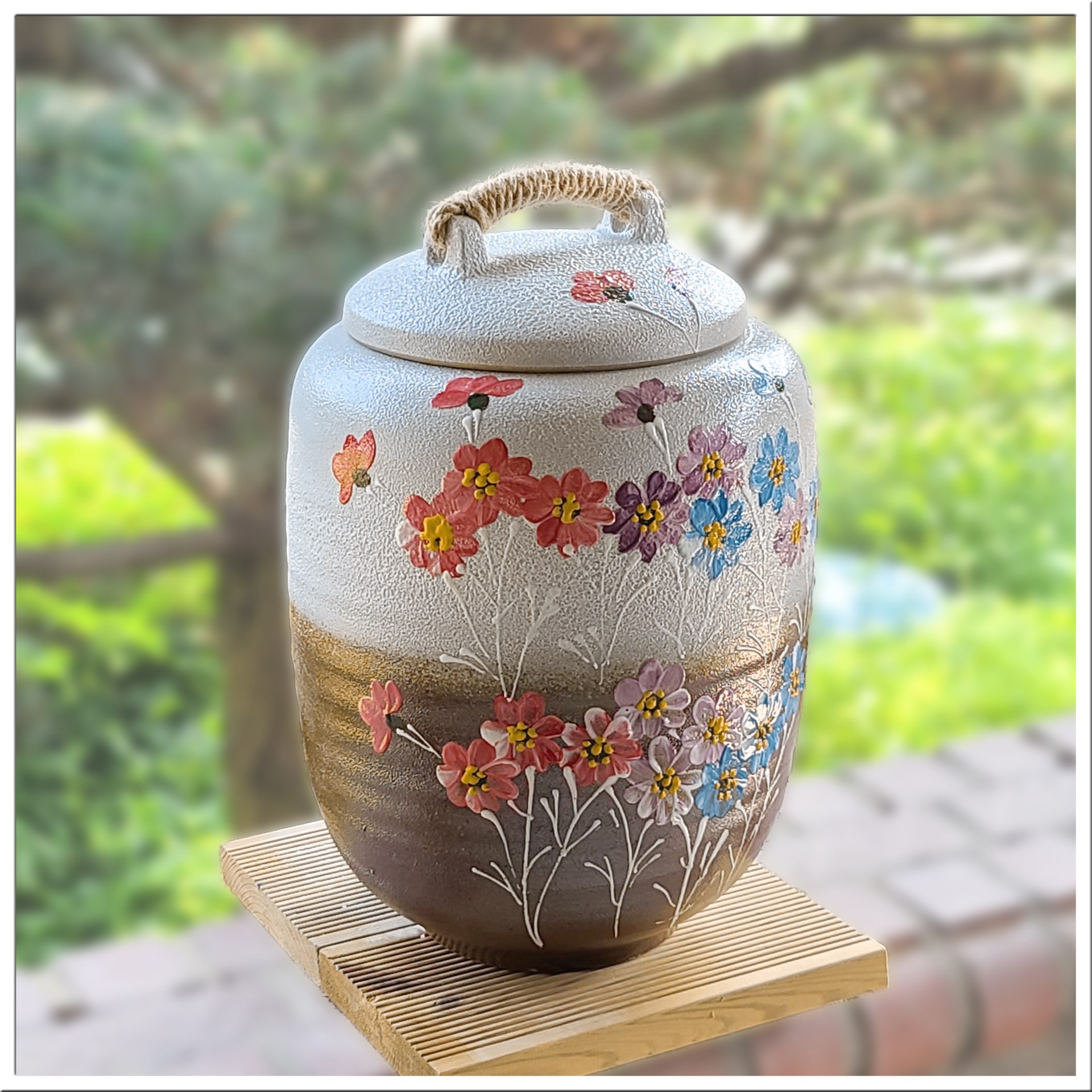 여주흙도예_분청 투톤 쌀독 항아리 10Kg 코스모스 일자형, 혼합색상 70,000원