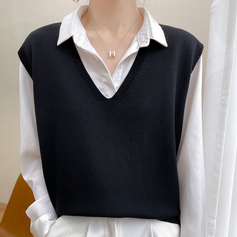 라라티나 여성용 캐서디 브이넥 루즈핏 니트 베스트 조끼 17,930원