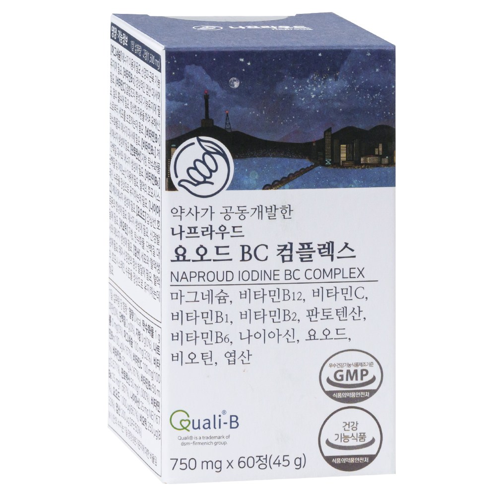 나프라우드 요오드 BC 컴플렉스 고함량 아이오딘 프리미엄 비타민B군 갑상선 영양제 호르몬 합성 필요, 1개, 60정 35,000원