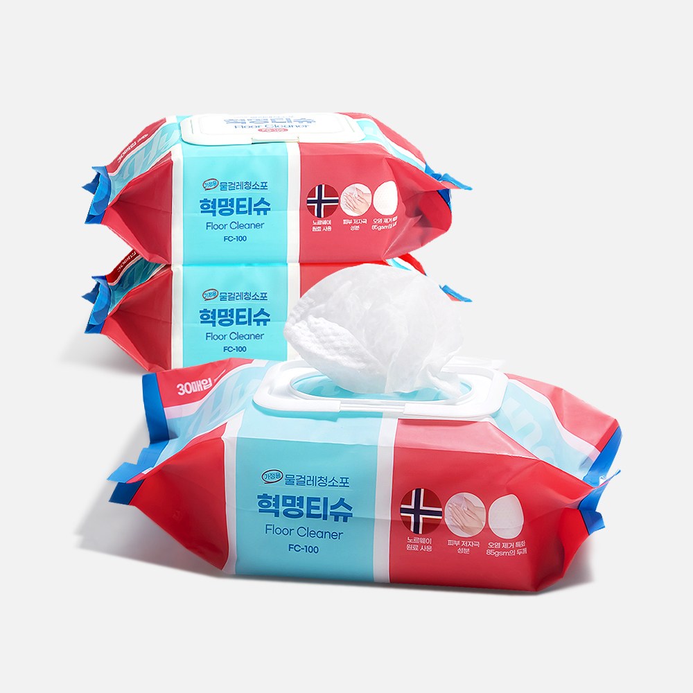 혁명티슈 가정용 물걸레 청소포 청소물티슈 바닥청소 FC-100, 3개 19,900원