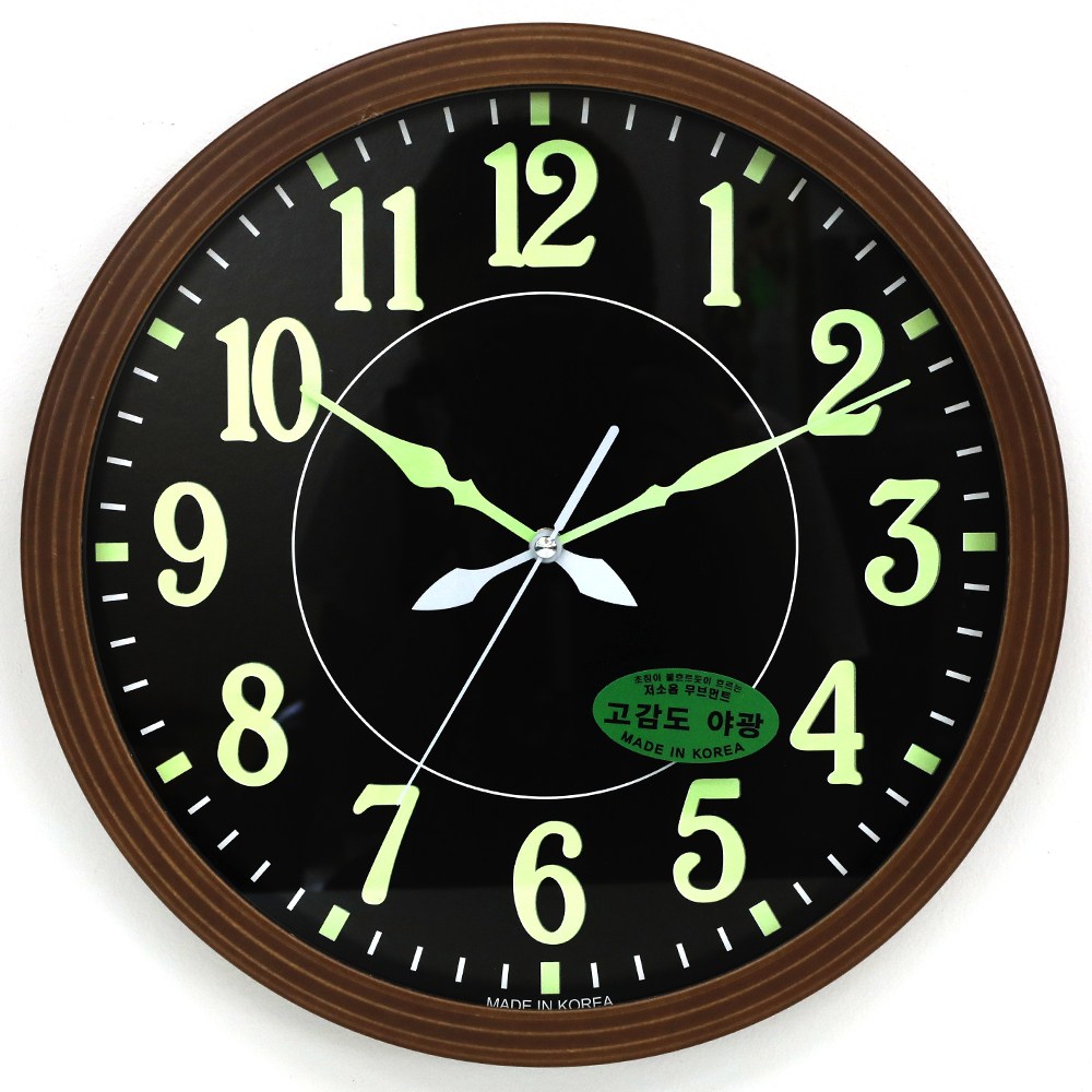 하루아홈 우든블랙 340 야광 무소음 벽시계, 단품 29,900원