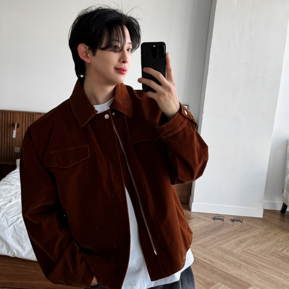 [3컬러]컬치 남자 오버 루즈핏 투포켓 스웨이드 카라 자켓 39,800원