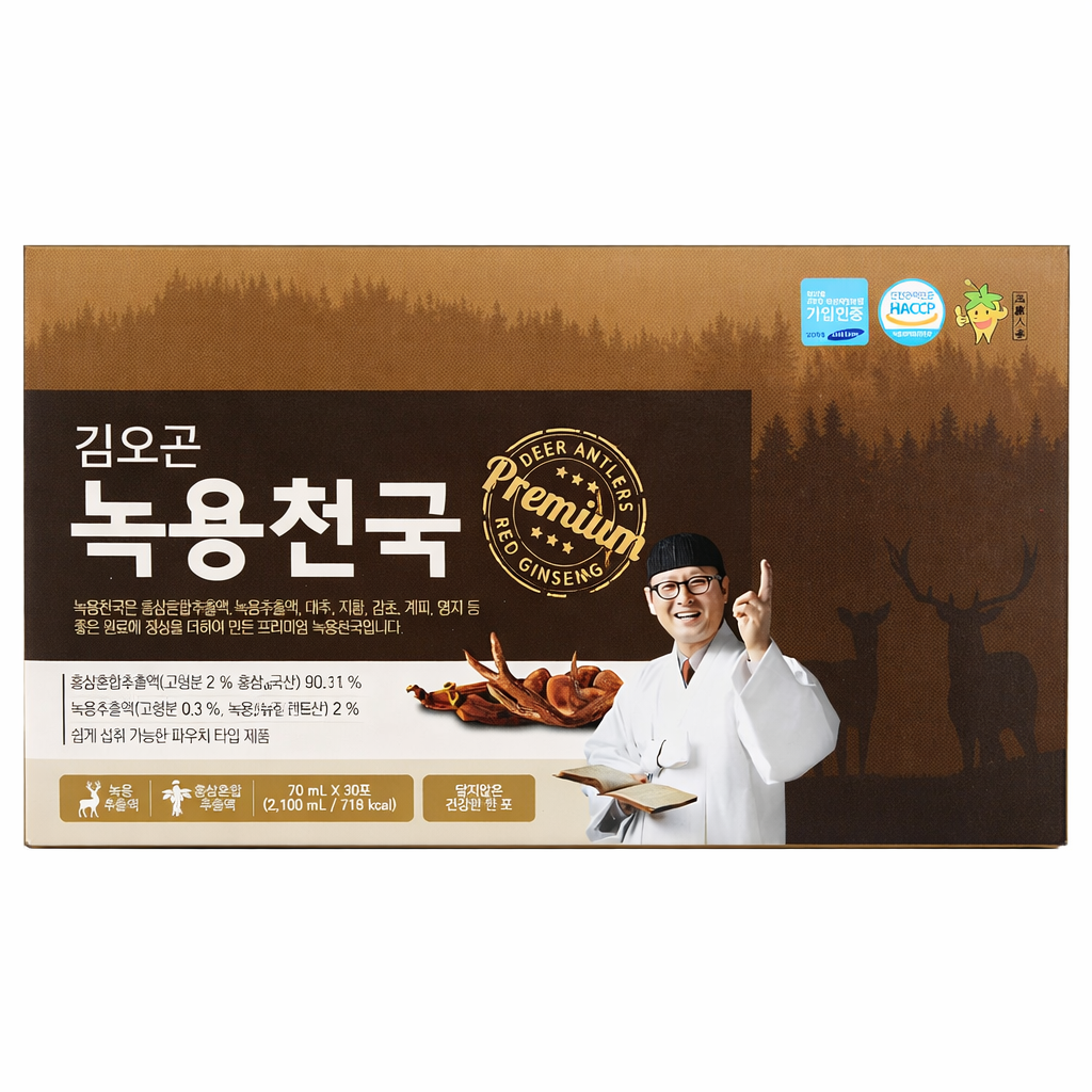 [홈쇼핑정품]김오곤 녹용천국 녹용홍삼 선물세트, 120개, 70ml 58,900원