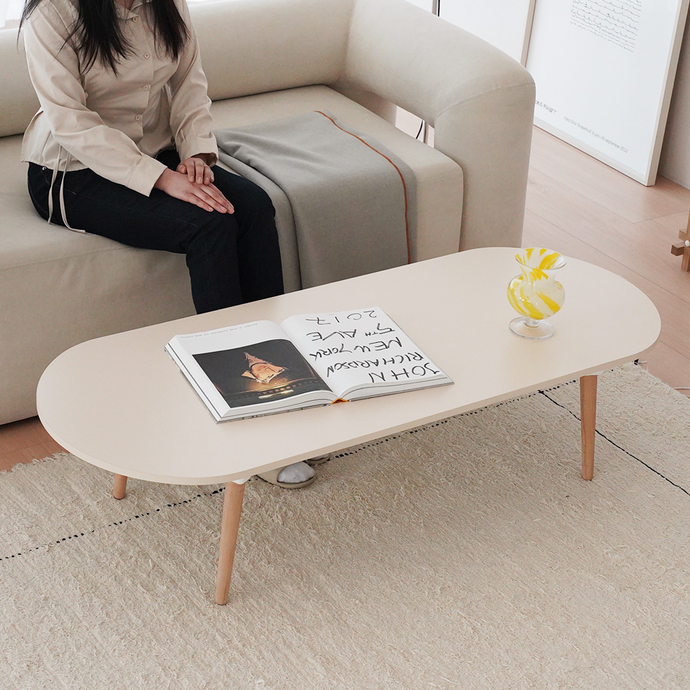 레몬트리 국내제조 E0 LPM 우드 접이식 타원형 900 테이블, 바닐라 베이지 69,500원