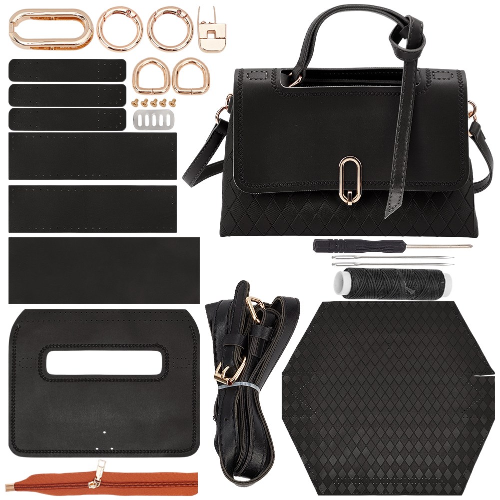 가죽 핸드백 DIY 키트 숄더백 크로스백 만들기 세트 핸드메이드 재료 패키지 미니백 손잡이 가방 부자재, 블랙 41, 1개 18,780원