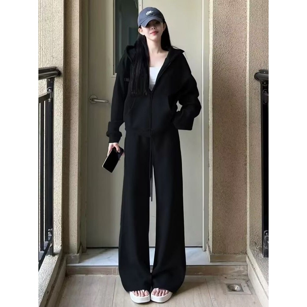 ANYOU 여성 포켓 후드티 루즈핏 맨투맨 트레이닝복 상하 세트 27,430원