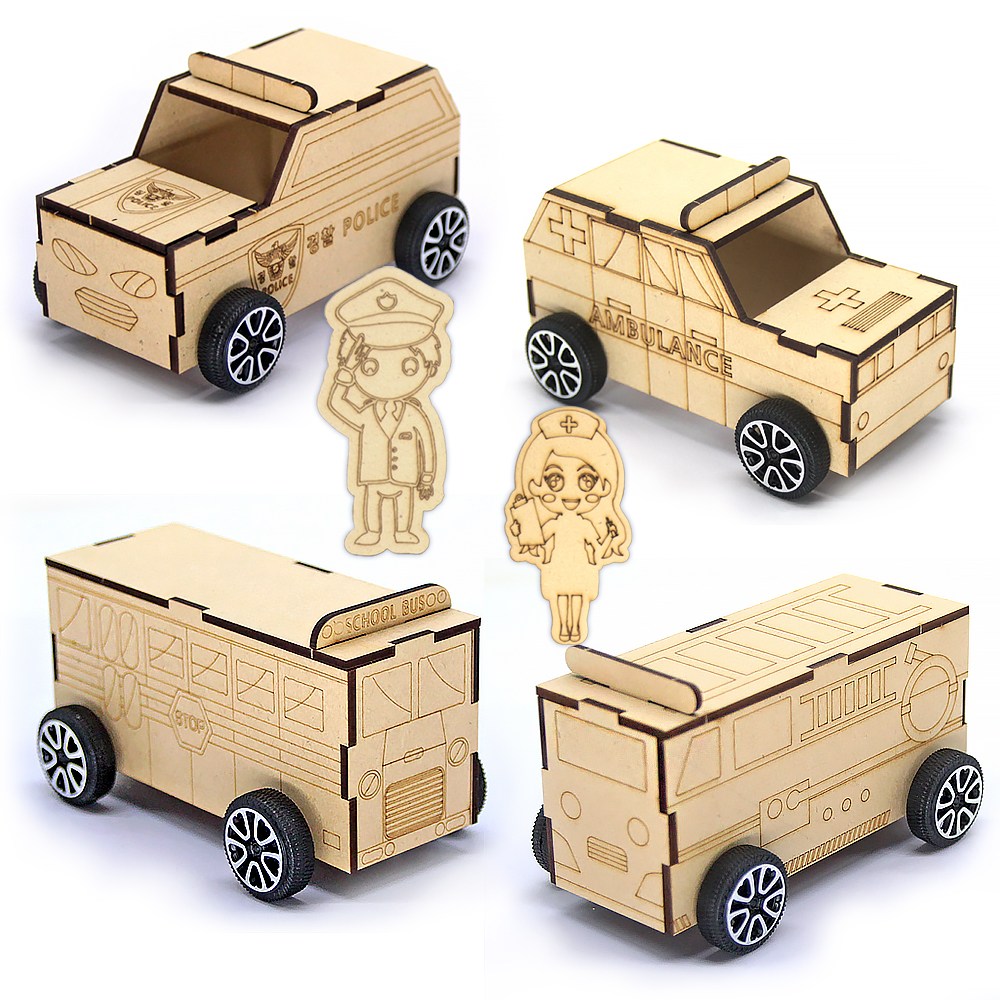 attizone 자석 자동차 만들기 스쿨버스 경찰차 구급차 소방차 DIY, 1개 2,250원