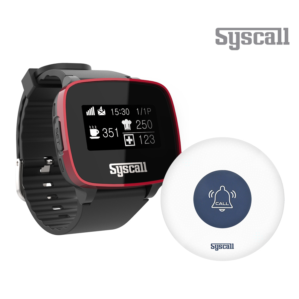 Syscall 씨스콜 워치형 다이렉트페이져 SB-650 레드+ST-300 호출벨 네이비 1개/직원호출 비상벨 무선수신기 107,000원