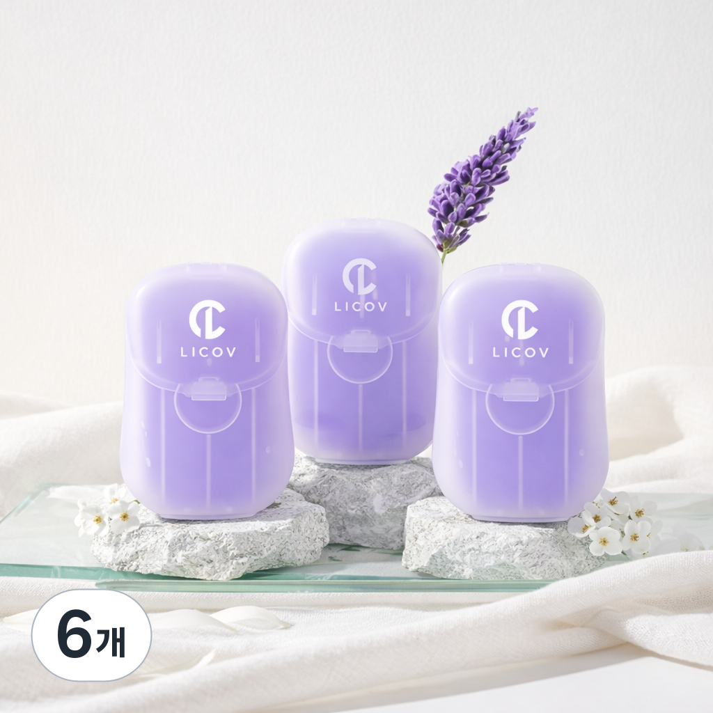 LICOV 휴대용 종이비누 일회용 여행용 캠핑용 손세정 핸드워시 (개당 50매) 23,880원