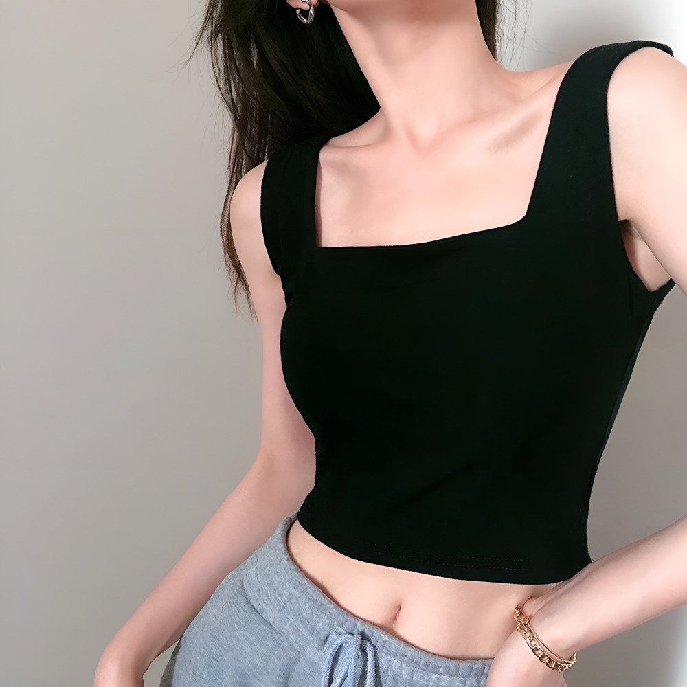 크롭나시 JSC-24070602 데일리 스퀘어넥 쫀쫀 여성의류 나들이룩 여름옷 데이트룩 가 25,620원