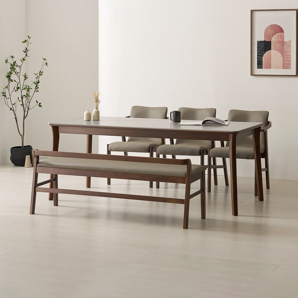 라로퍼니처 위니 1900 포세린 통 세라믹 6인 고무나무 원목 식탁 세트 515,000원